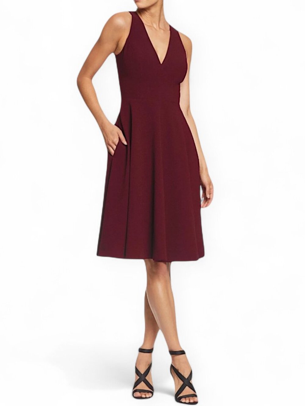 Dress The Population Catalina Fit & Flare Burgundy Cocktail Dress NWT New XXL